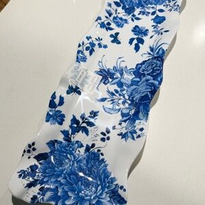 Shabby Chic Blue and White Floral Platter